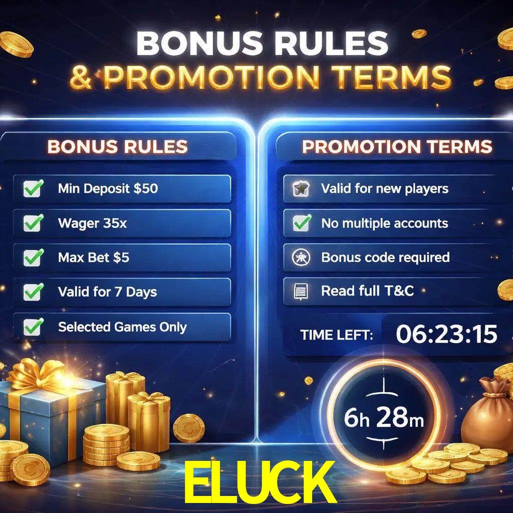 Reglas de promoción ELUCK y condiciones de bonos explicadas visualmente