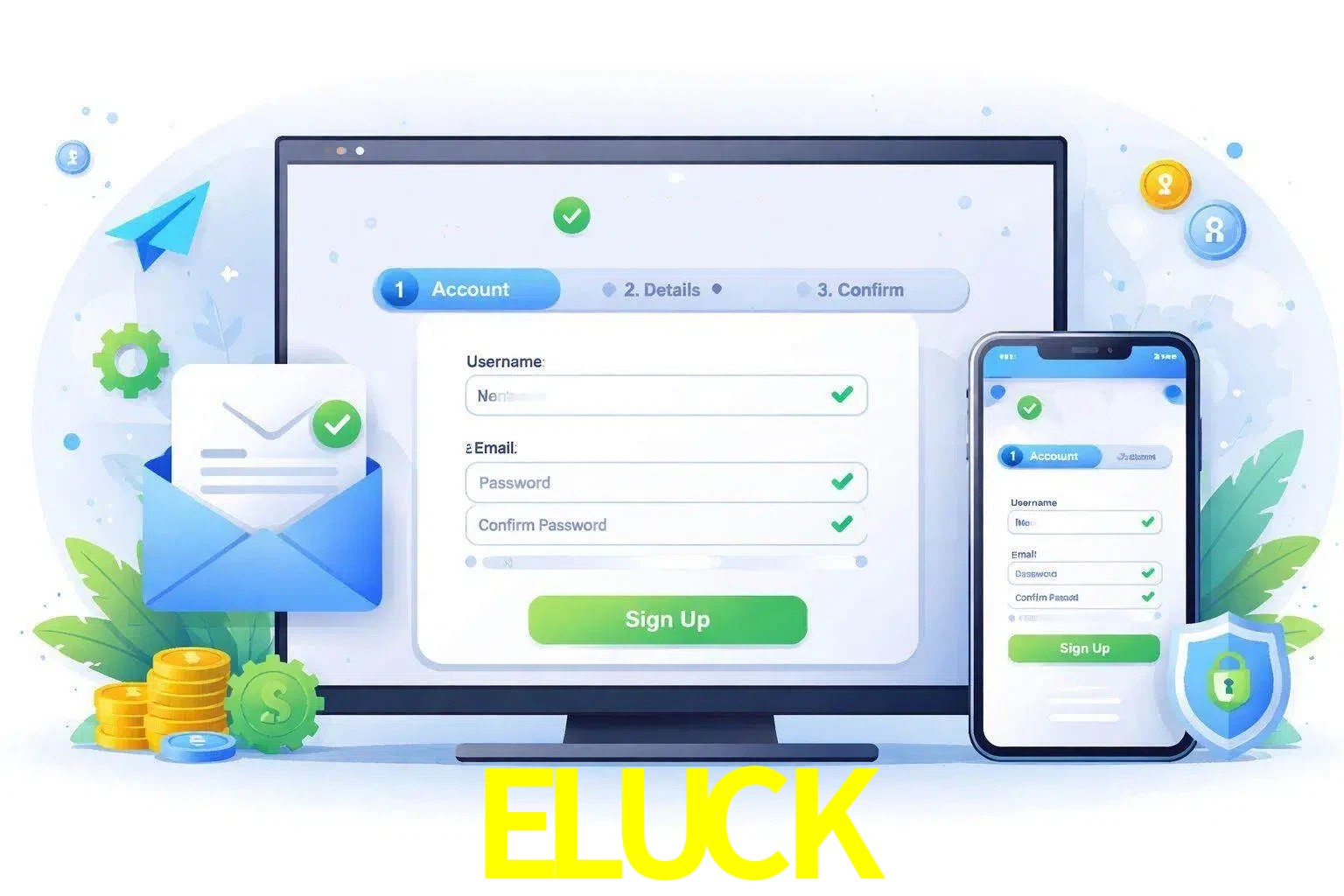 Registro de nuevo usuario y configuración de cuenta ELUCK